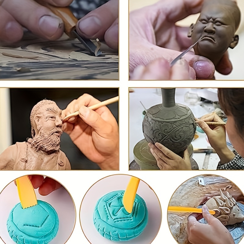 13pcs Clay Sculpting Modelling Tools, Wooden Modeling Clay Sculpting Tools,  Pottery Tools Kit For DIY Art Crafts