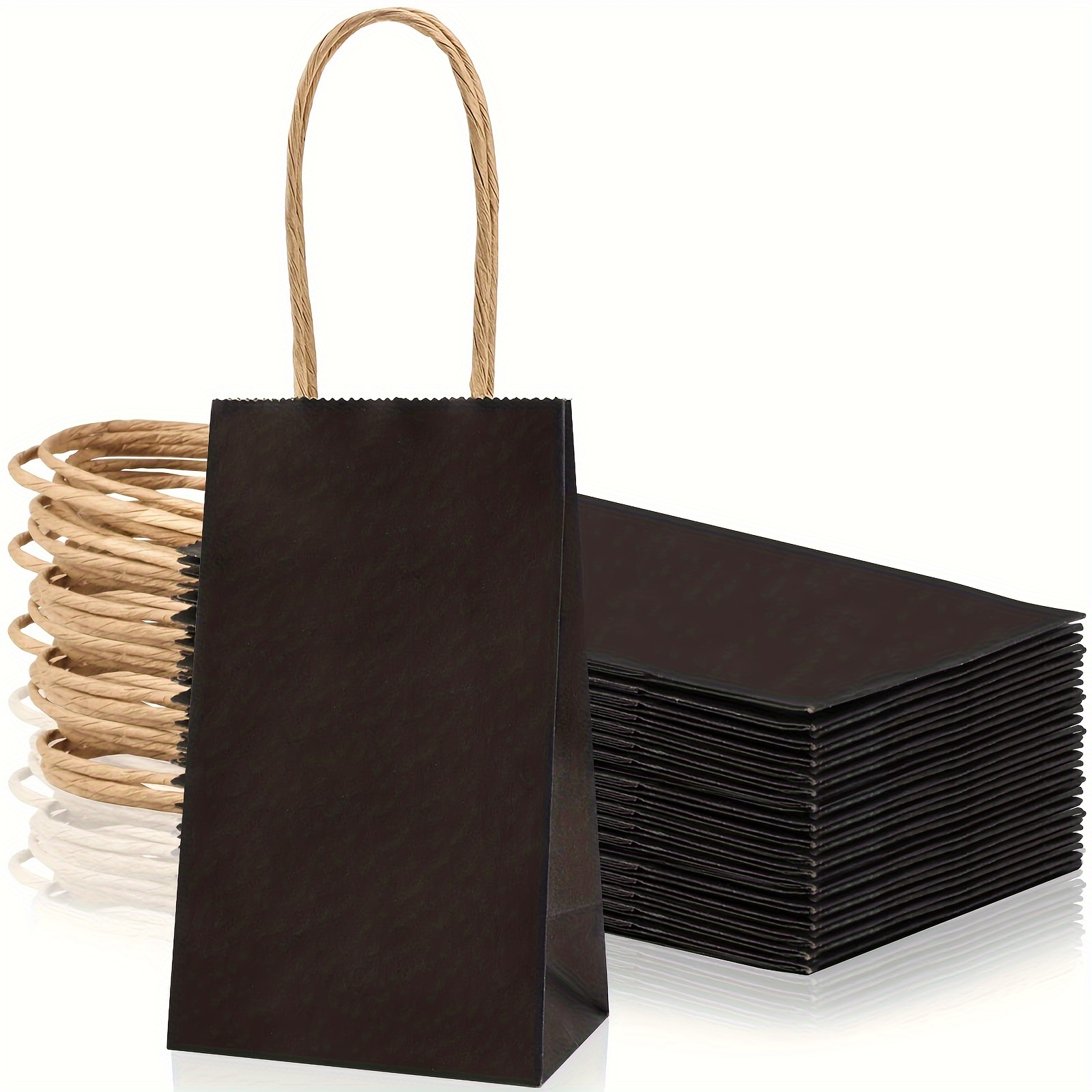 21 bolsas de regalo de papel negro, 3 tamaños combinados de bolsas de papel  kraft con asa para regalo, compras y fiestas
