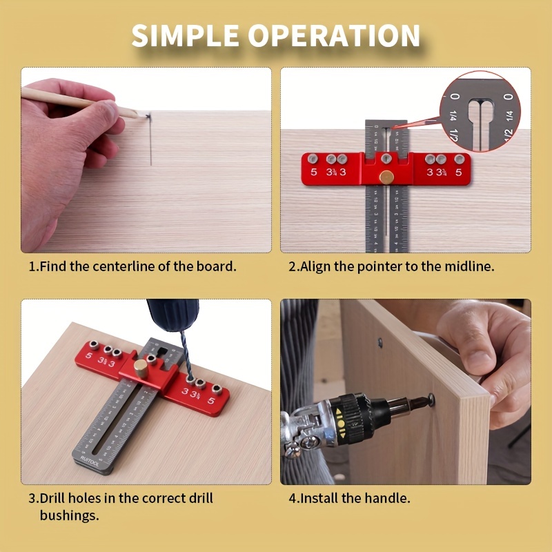 NEW Aluminum Alloy dowel Jig Woodpeckers Tools Cabinet Hardware Jig Drill  Guide