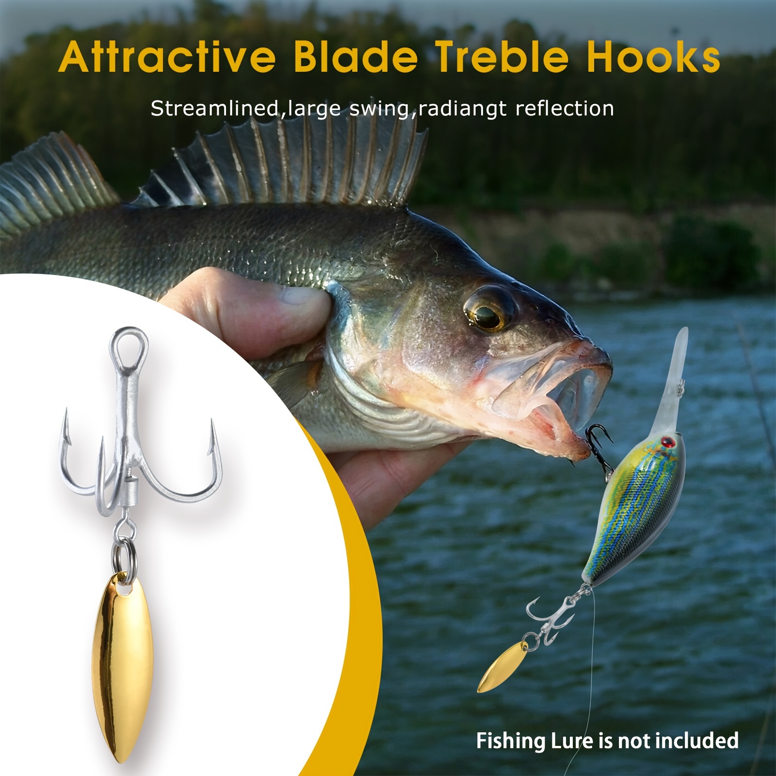 Bladed Treble Hooks with Sequins for Trout Bass Freshwater Saltwater Sliver  Fishing Hook 6# 8# 3PCS - AliExpress