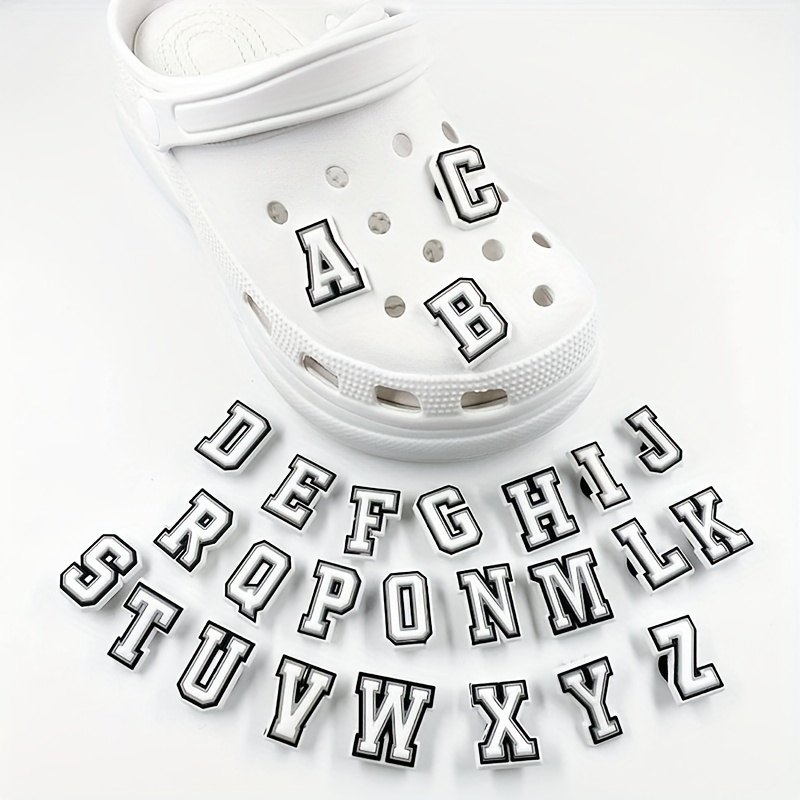 High Quality Shoe Charms PVC Black And White Letters Number Croc