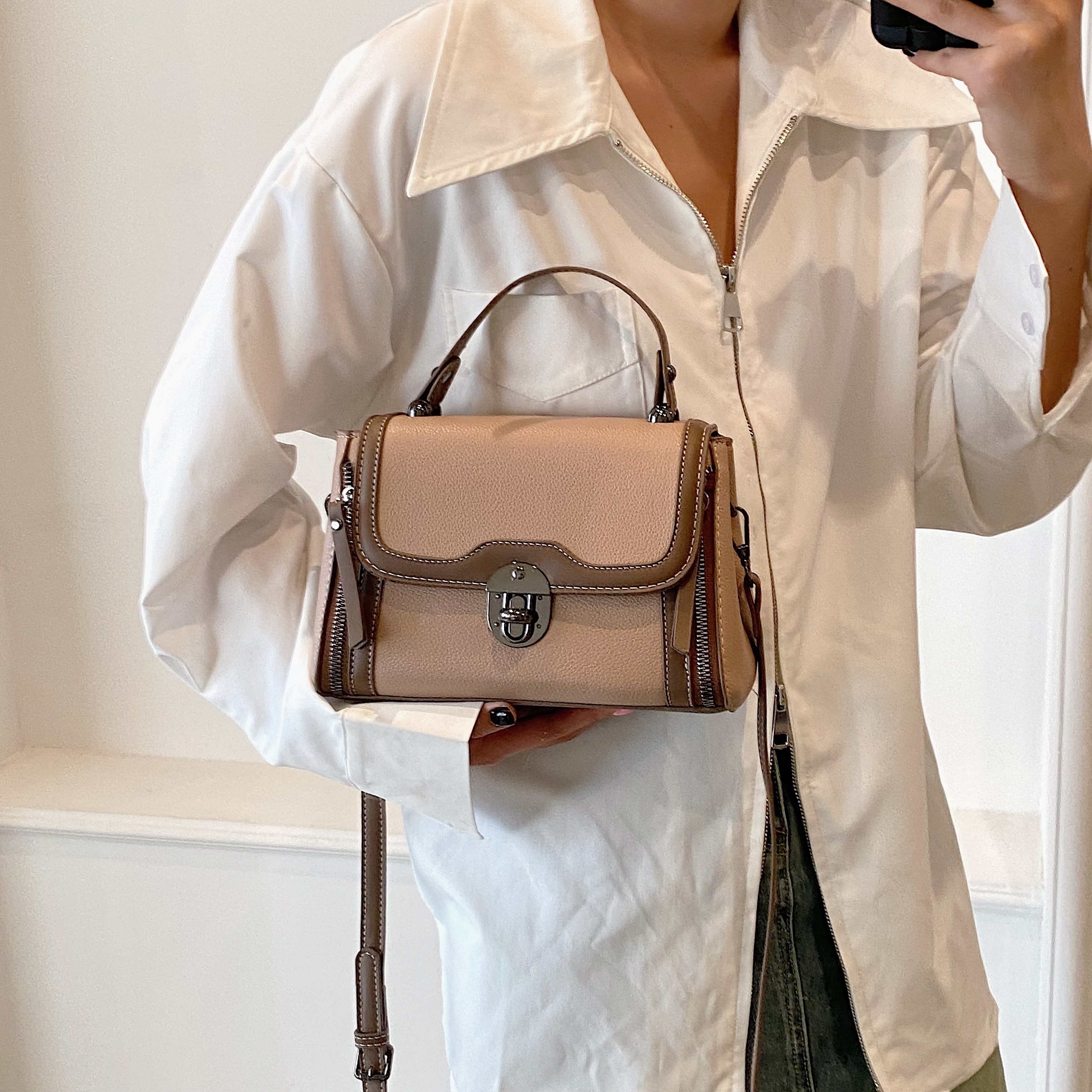 Women's Retro Printing Shoulder Bag Fashion Lock Handbag Tote Bag 2023 New  Women's Designer Soft Leather Crossbody Bag