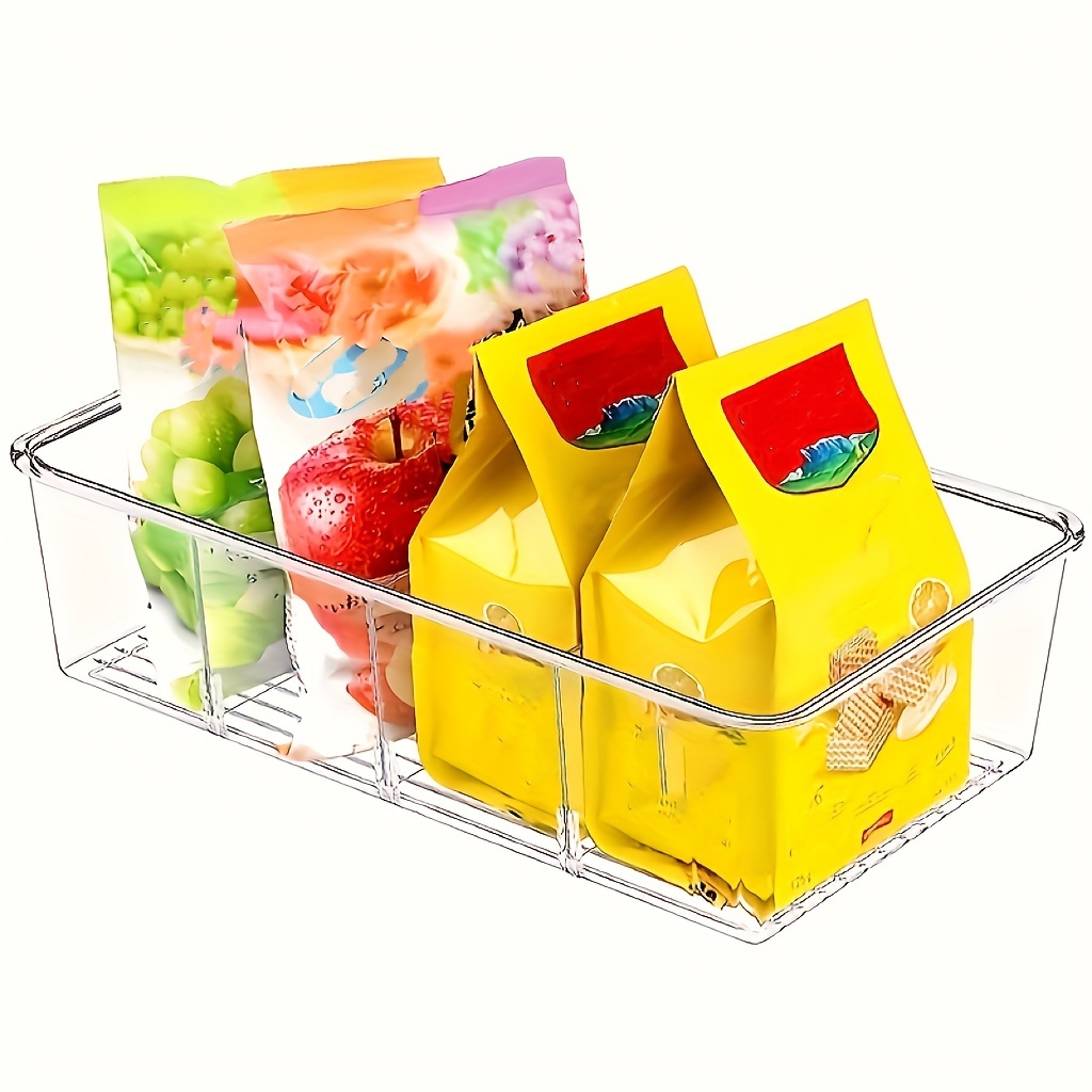 Food Storage Organizer Bins With 4 Compartments, Clear Plastic Storage Bins  For Pantry, Kitchen, Fridge, Cabinet Organization And Storage, For Packets,  Snacks, Pouches, Spice Packets Organization - Temu