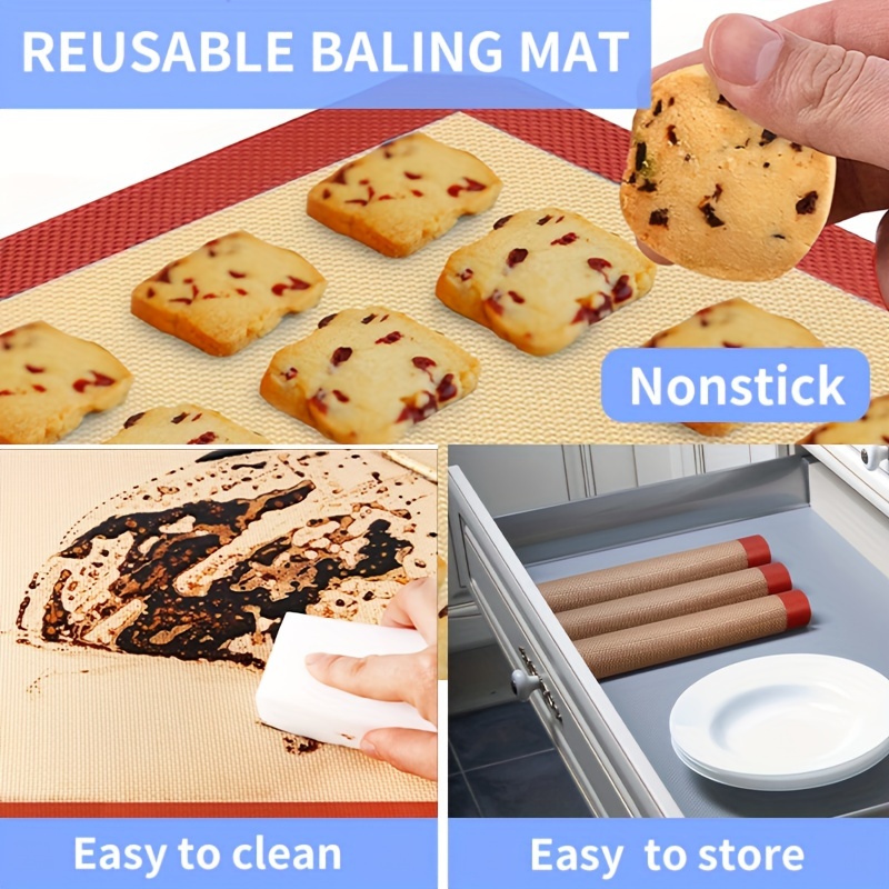 Silicone Baking Mat, Heat Resistant Reusable Baking Mat, Oven Liner Sheet,  Cake Pan Mat, For Macaron, Cookie, Baking Tools, Kitchen Accessories - Temu