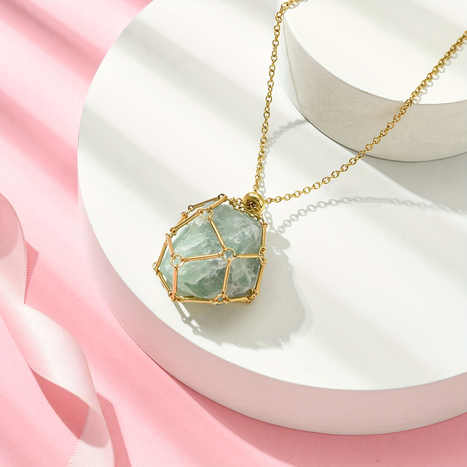 Pouch Gemstone Cage Pendant 12 PCS Long Hanging Jewelry Crystal