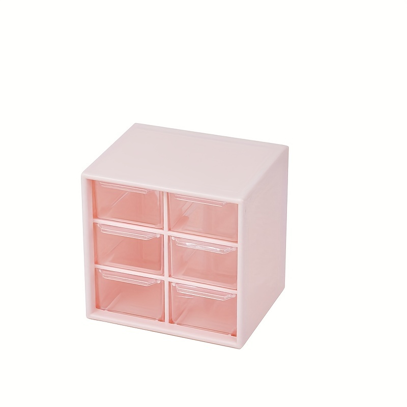 1pc College Dormitory Anti Dust 6 Cube Grid Small Organizer Box With  Drawers For Desk Jewelry Storage