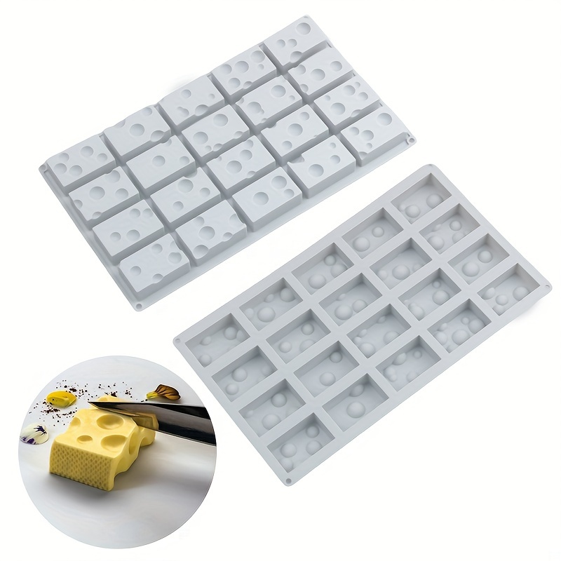 

1pc 20 Holes Rectangular Cheese Block Silicone Mold Chocolate Pudding Cake Making Hand Soap Incense Candle Mold