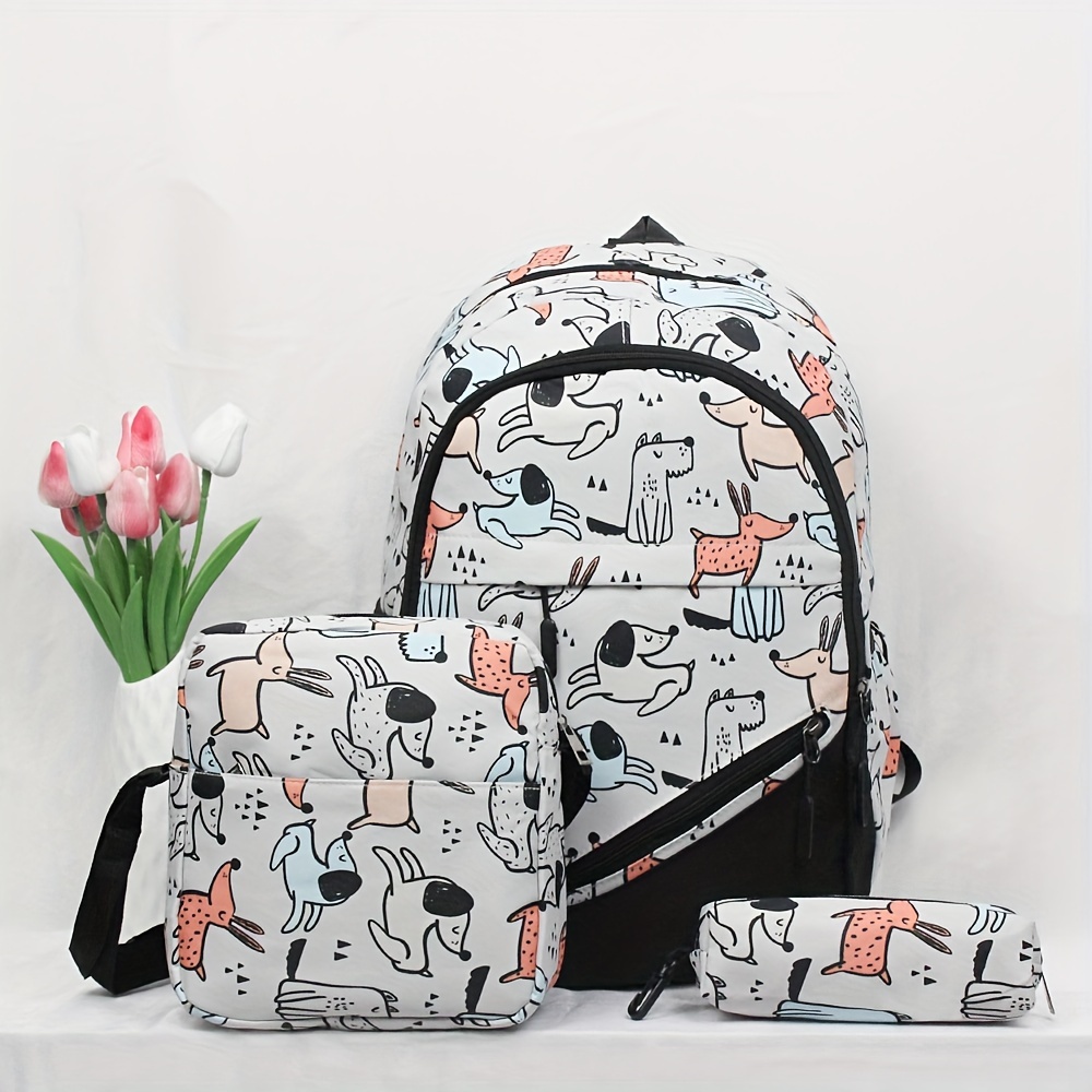 Student Backpack Set, Pet Dog Print Pattern Portable Polyester Large  Capacity School Bag For School Commuting Going Out Travel, Student Gift,  Christmas Gift, Halloween Gift - Temu
