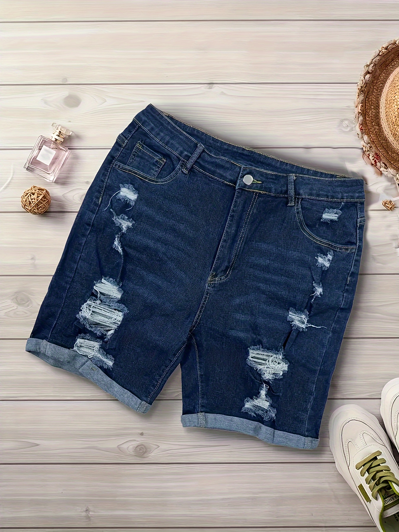 Womens Summer Jean Shorts Plus Size Trendy Stretch Jean Shorts Low Rise  Pull On Jean Shorts Loose Casual Shorts : : Clothing, Shoes 