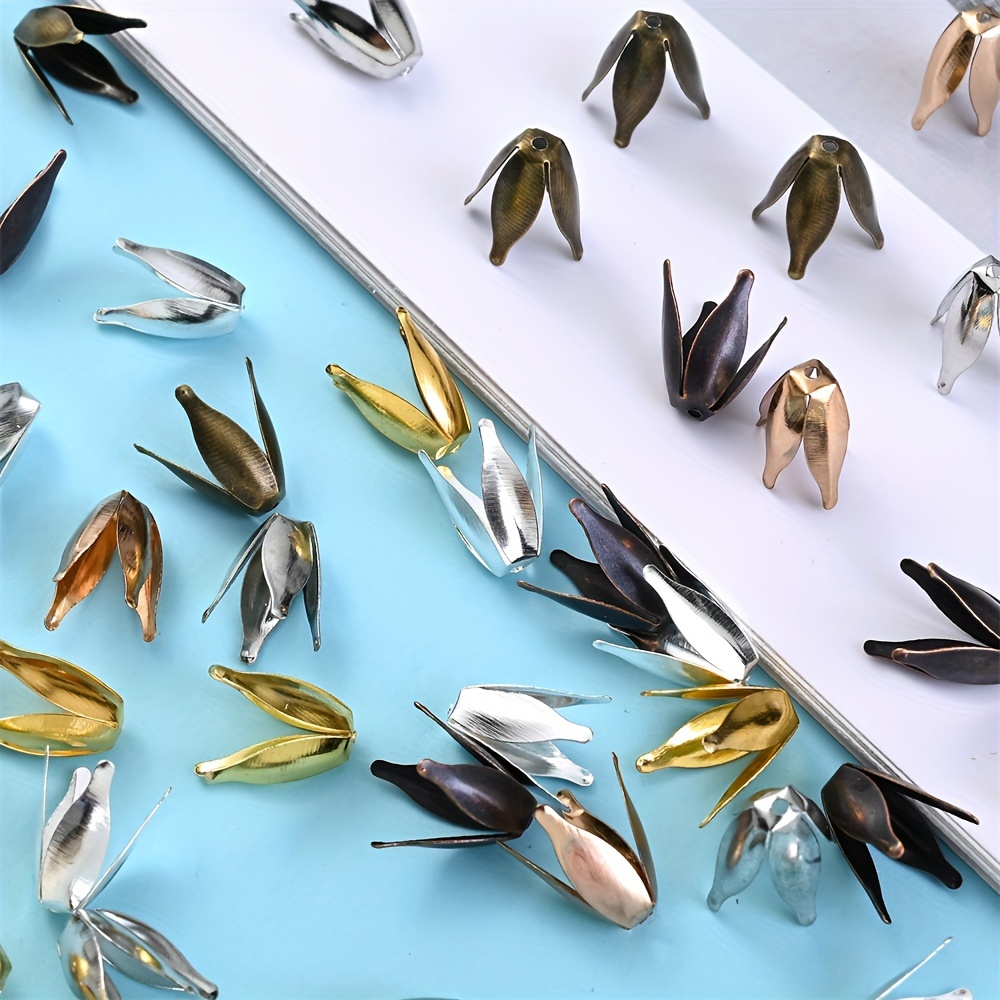 COHEALI 50pcs Diy Jewelry Making Flower Beads Cap Metal Filigree Cone Bead Caps Hollow Design For Necklace Bracelet Earring Pendant