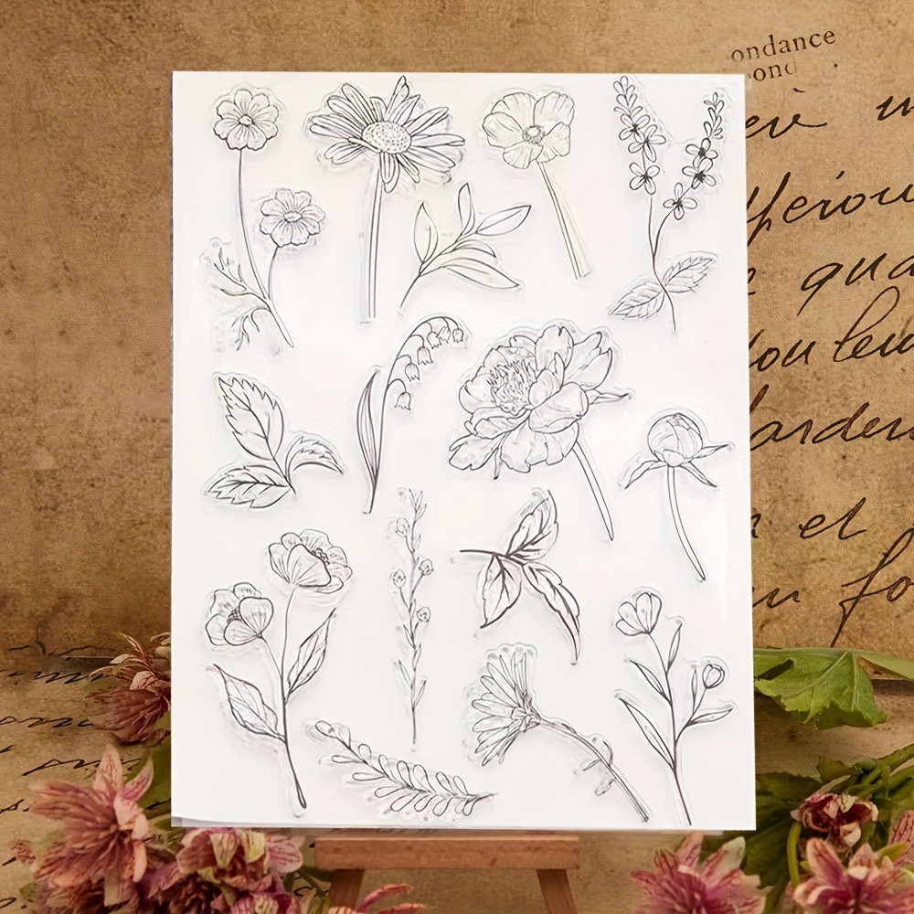 

1pc Transparent Rubber Seal Stamps Retro Rubber Clear Stamp For Cards Making Diy Scrapbooking Photo Journal Album Decoration A Variety Of Flowers