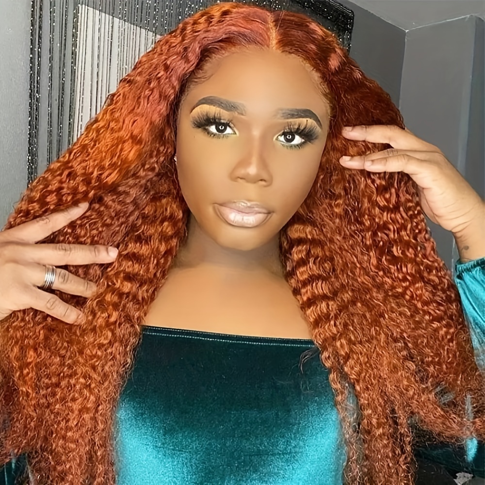 Orange Ginger Lace Front Wigs Human Hair Wig Deep Wave For Women 13x6 HD  Transparent Pre Plucked Curly Wig Lace Frontal Wig 200% Density