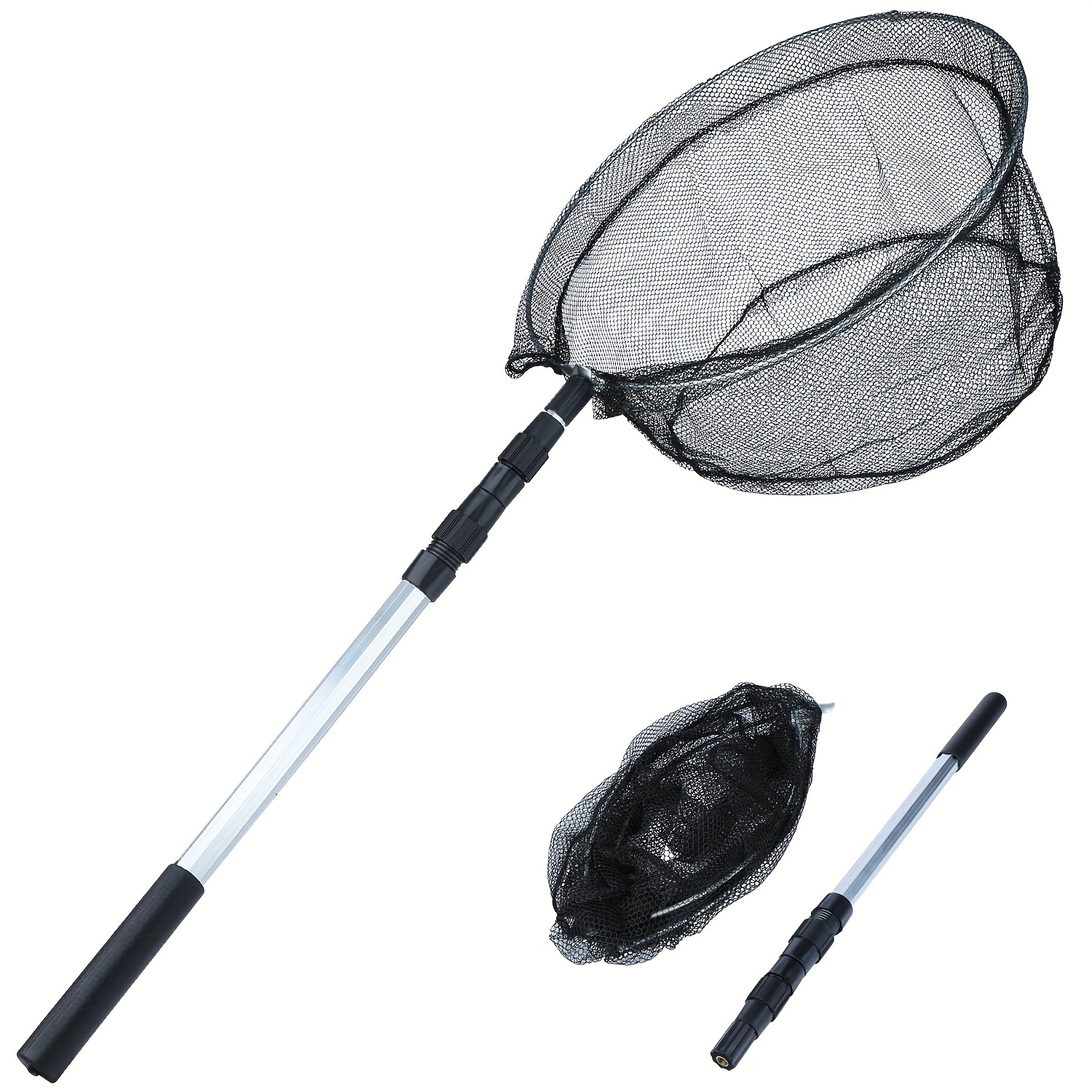 1pc, Swimming Pool Cleaning Net, Fishing Landing Net Extending Telescoping  Pole Handle 3 Section, Dimensions: 170.08 Cm, Total Length Including 39.93