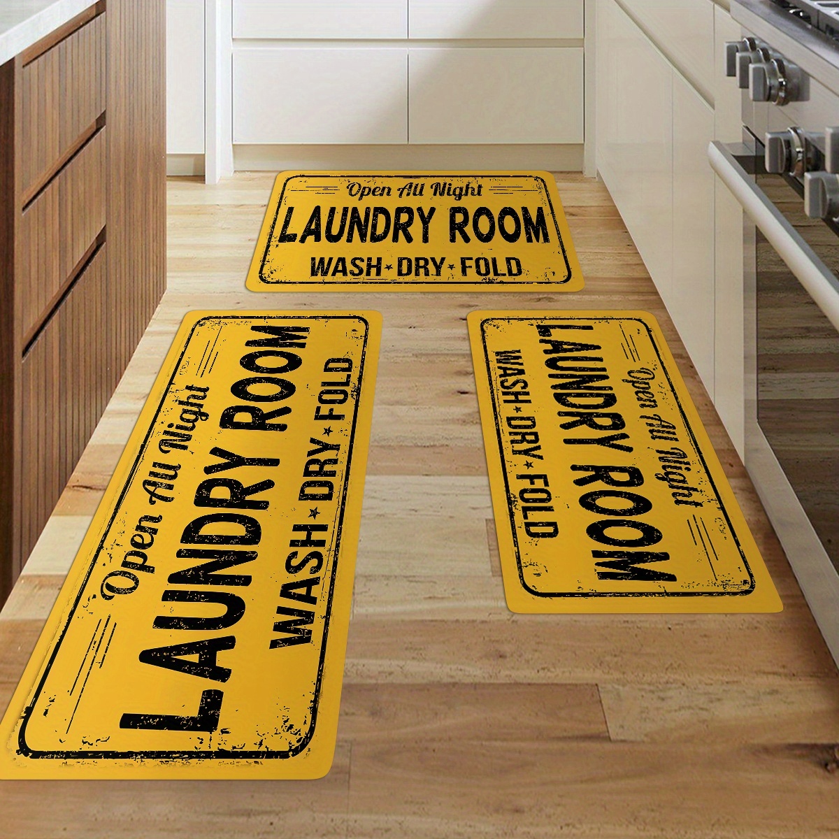 Yellow Laundry Room Mat Rugs Soft Non-Slip Kitchen Carpet