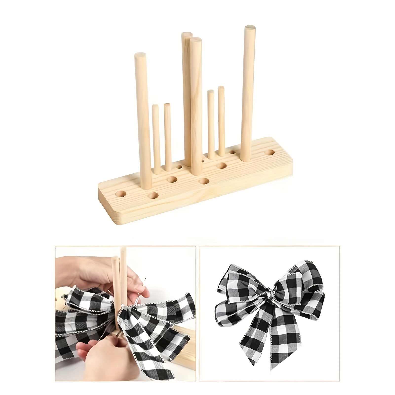 Bow Maker for Ribbon Wooden with Wooden Board Sticks Bow Making Kit