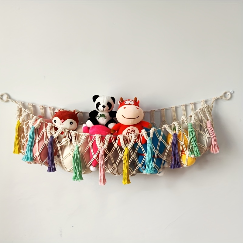  Stuffed Animal Toy Storage Hammock with LED Light - Macrame  Jumbo Doll Room Corner Organizer Mesh Decorations - Hanging Storage Nets  Kids Bedroom(Beads) : Home & Kitchen