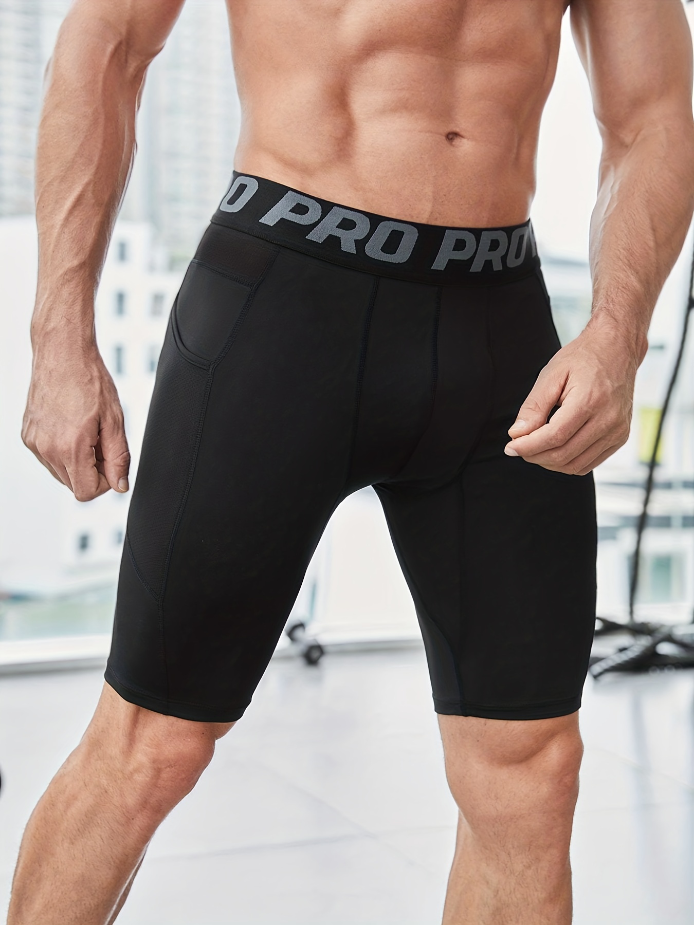 PRO Sports Fitness Leggings Shorts, Men's Tight Compression Yoga Training  High Elastic Quick Dry Shorts