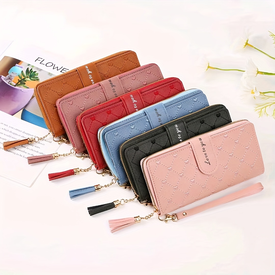 Women's Ethnic Embroidered Long Wallet, Portable Zipper Around Purse,  Causal Coin Purse - Temu