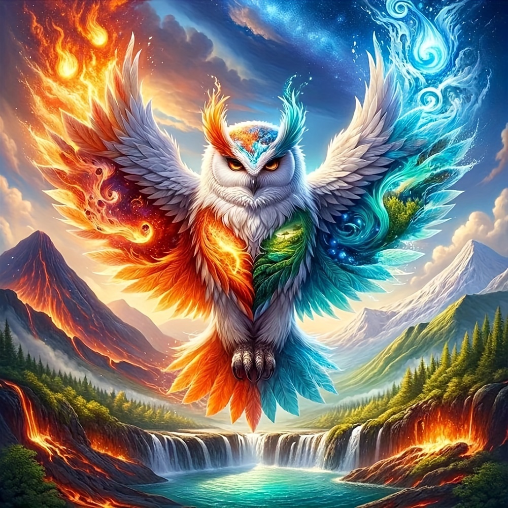 

1pc Large Size 40x40cm/15.7x15.7inch Without Frame Diy 5d Artificial Diamond Art Painting Winged Owl, Full Rhinestone Painting, Diamond Art Embroidery Kits, Handmade Home Room Office Wall Decor