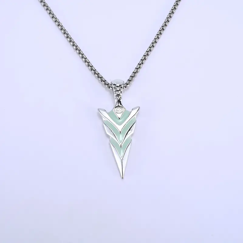 new blue vintage arrow luminous pendant necklace details 4