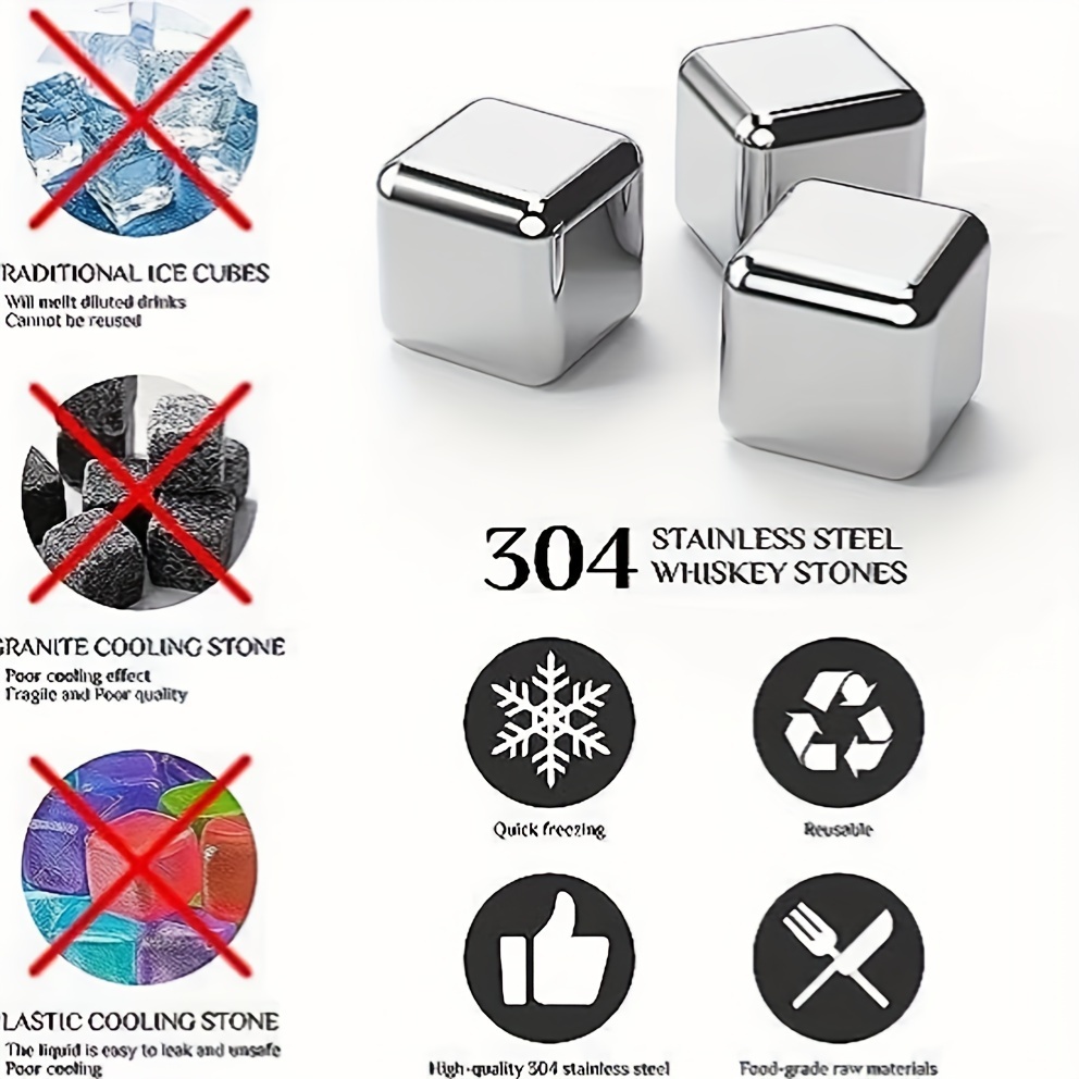 Cubitos de hielo de acero inoxidable de 8 piezas juego de - Temu