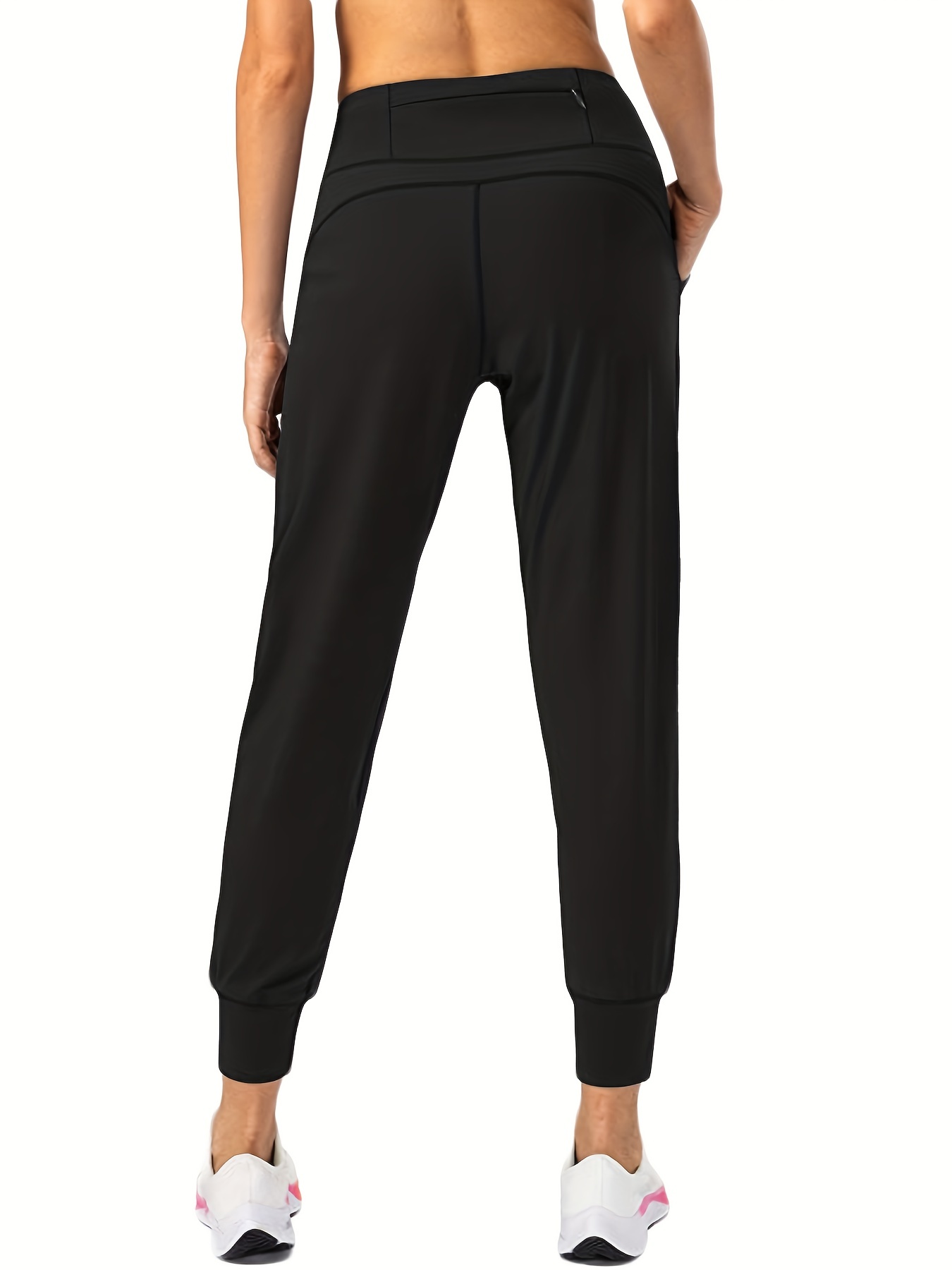 Women's Black Sweatpants  Joggers with Zip Pockets