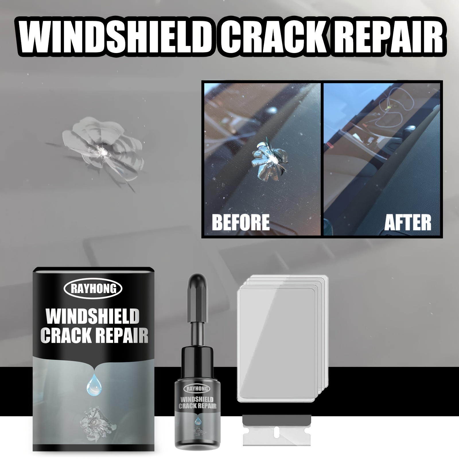 2pcs Windshield Crack Repair Kit Car Window Glass Liquid Repair