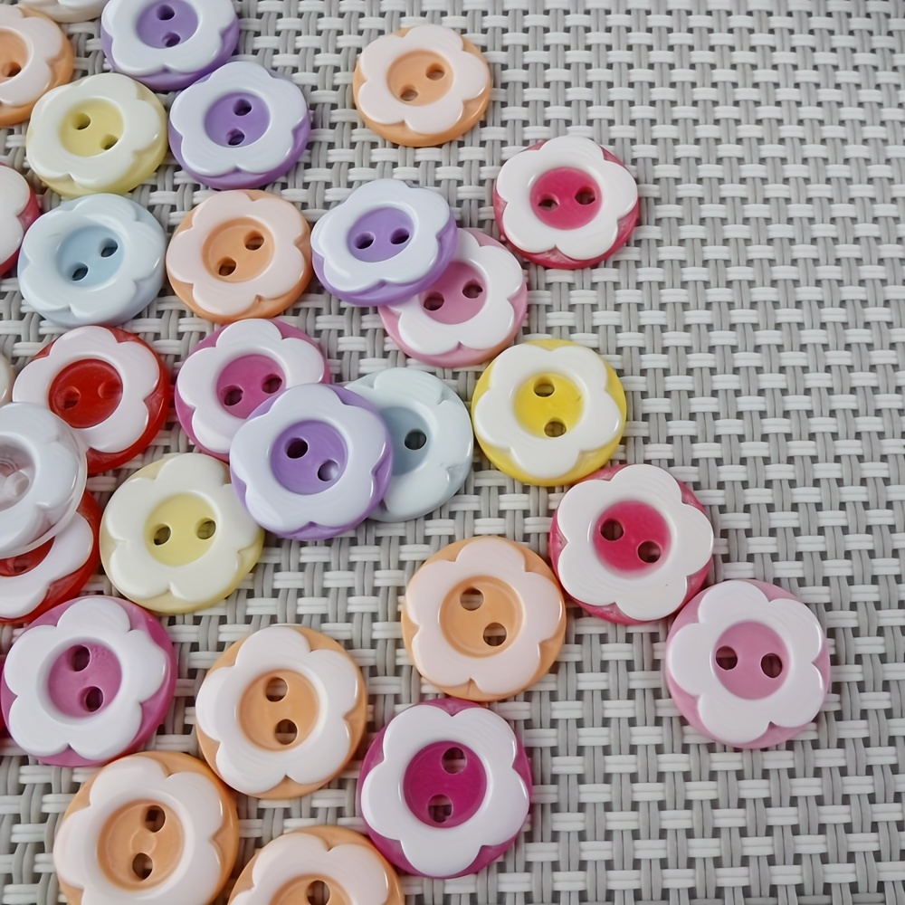 Round Flower Buttons Plastic Sewing Buttons For Sewing Arts - Temu