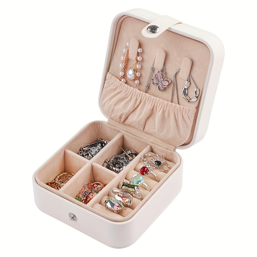 Pu Jewelry Box 7 Colors Cosmetic Mirrortravel Portable - Temu