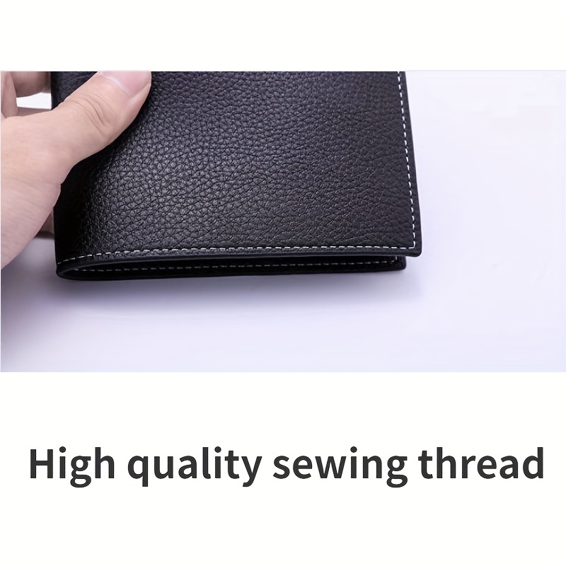 Men's Litchi Embossed Short Wallet Money Clip