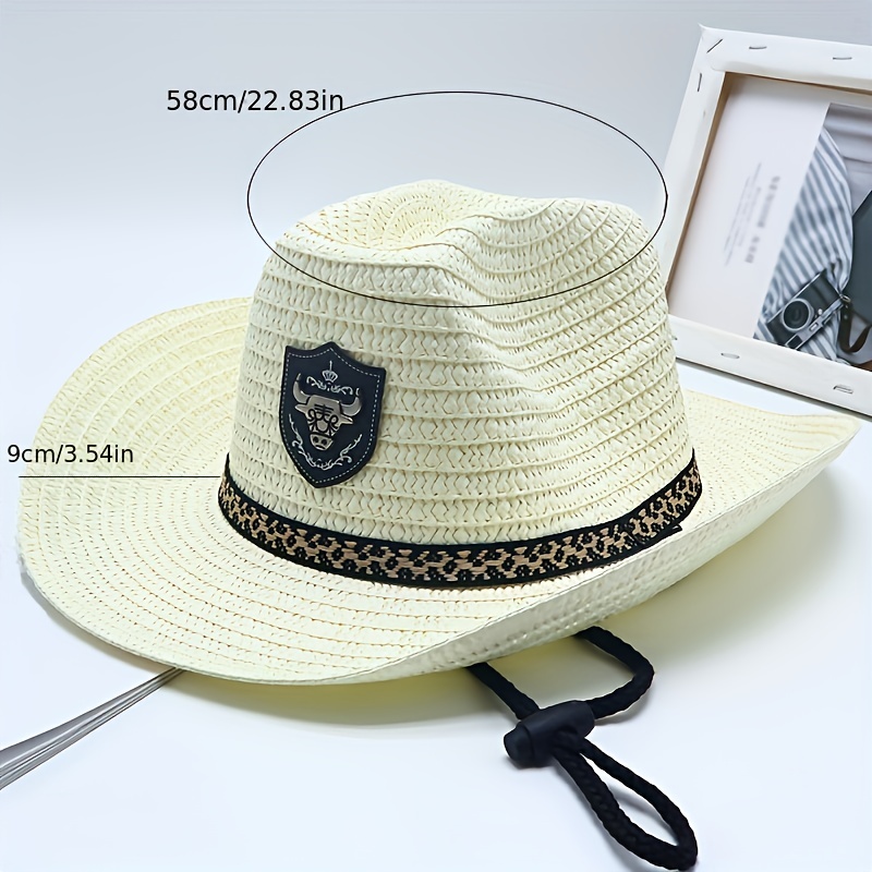 New Bull Head Cowboy Straw Hat Summer Outdoor Fishing - Temu