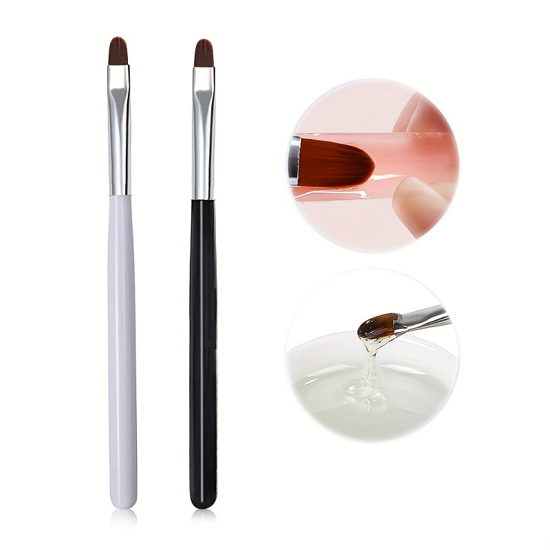 

2pcs/set Nail Art Brush Round Head Uv Gel Nail Art Tips Extension Transparent Pen Painting Drawing Manicure Tool