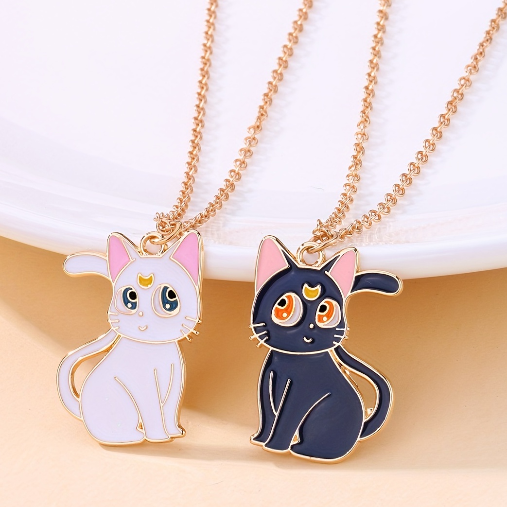3 Pieces Cat Jewelry for Girls Set Cat Necklace Cat Bracelet Earring Pink  Opal Pendant for Teen Girls and Women Christmas Gift