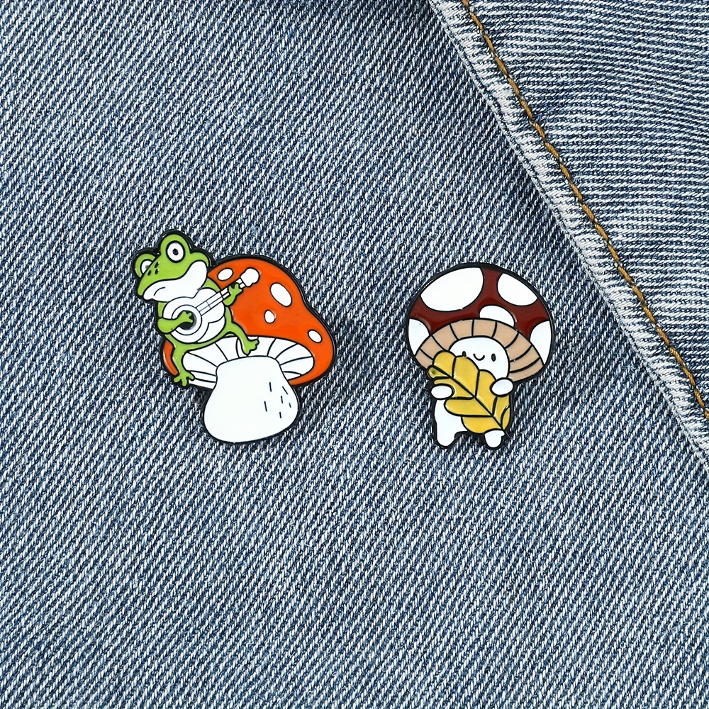 Mushroom Frog Ejection Guitar Brooch Forest Elf Bag Accessory