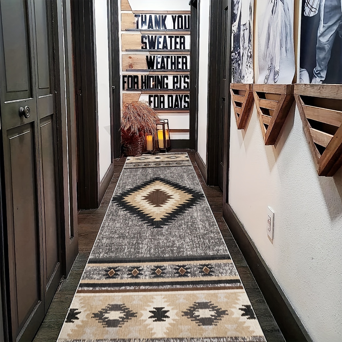 Boho Runner Area Rug, Non Slip Hallway Rug, Washable Stair Carpet Runner  For Hall Living Room Bedroom Sunroom Hardwood Floors - Temu