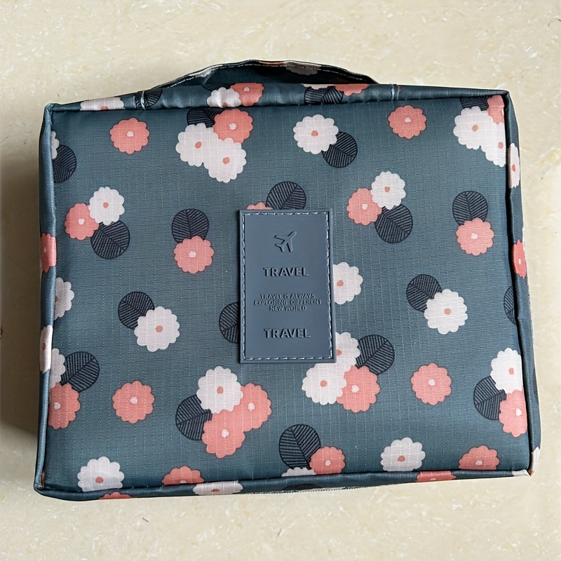 TSV Large Travel Makeup Bag with Handle, Waterproof PU Toiletry Bag,  Checked Cosmetic Organizer for Women Men 