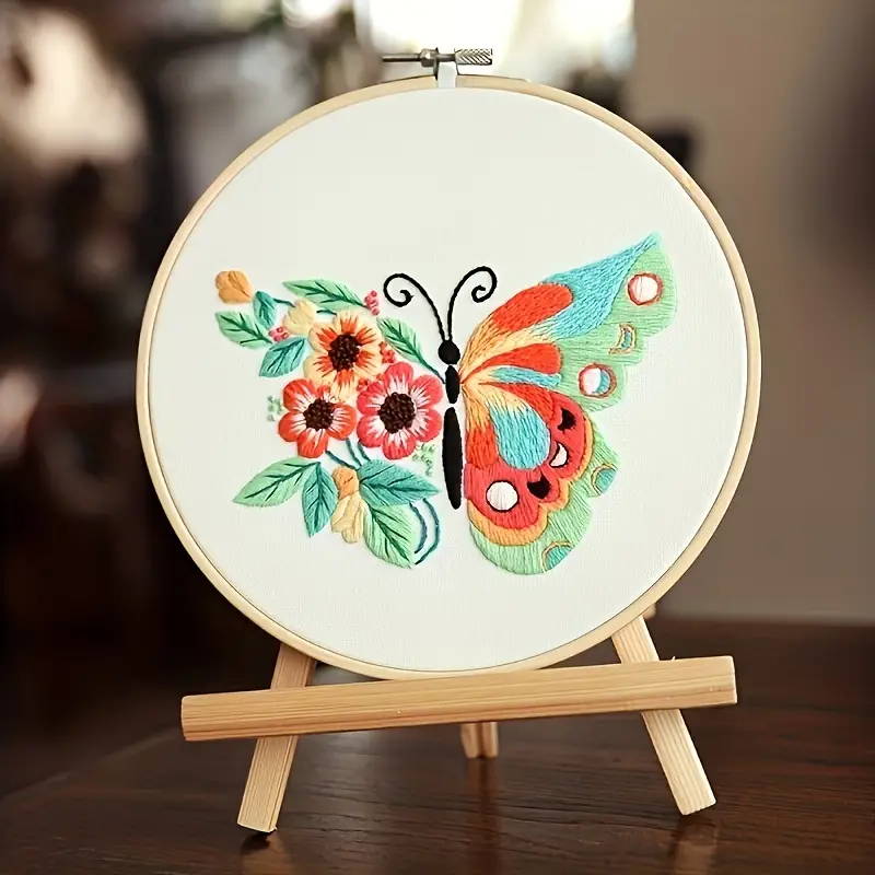 S Butterfly Flower Pattern Embroidery Starter Kit For - Temu