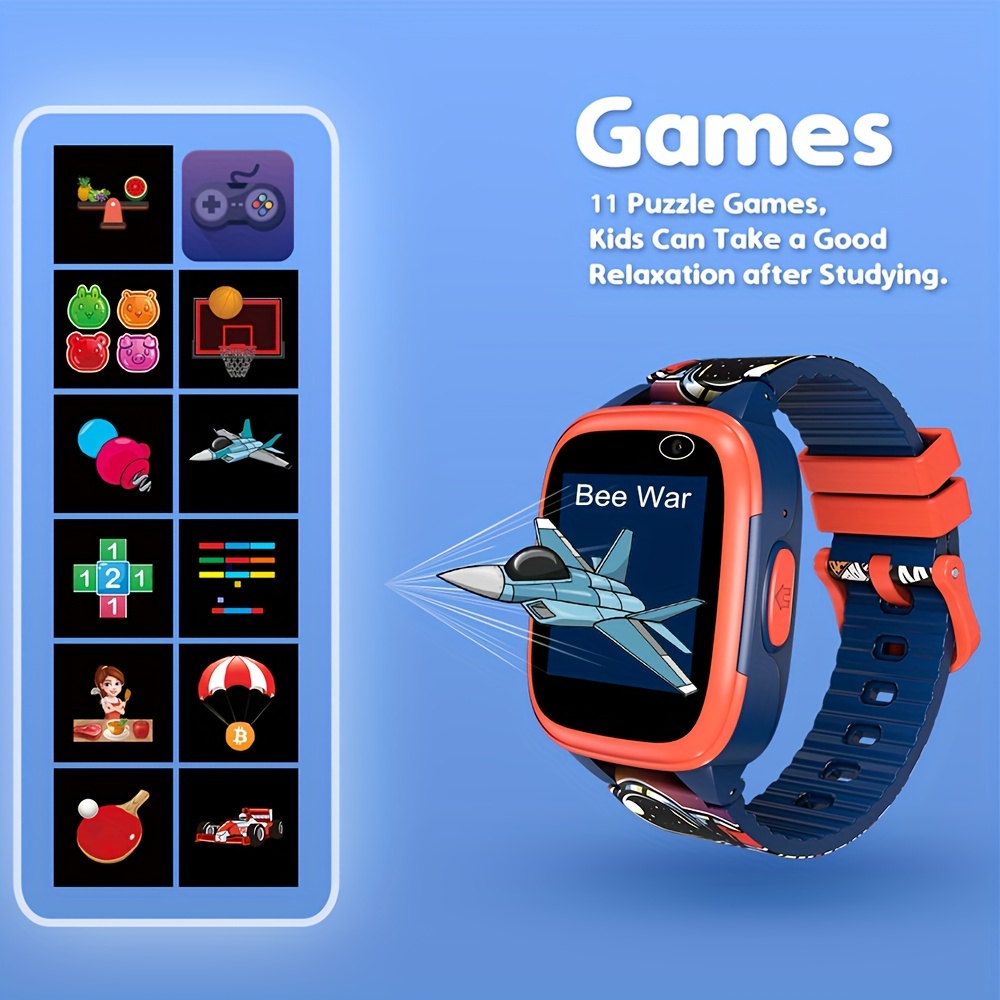 Reloj inteligente de juego para niños, relojes para niños y niñas con 18  juegos de rompecabezas, pantalla táctil HD, cámara reproductor de música