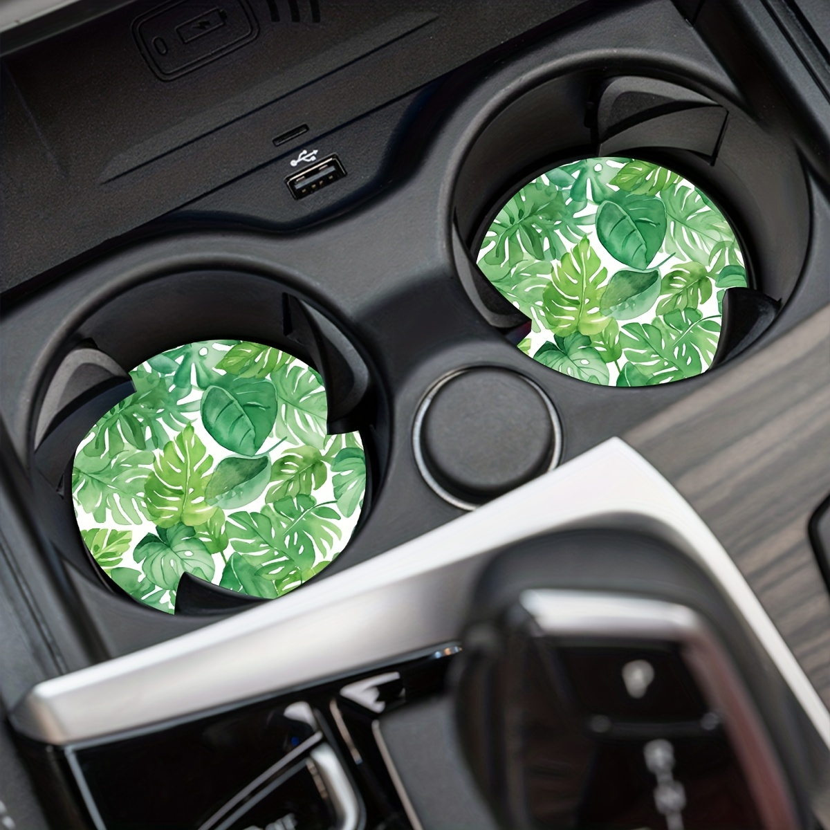 2 Stück Monstera Leaf Style Auto-Getränkehalter-Untersetzer, 7 Cm Universal- Anti-Rutsch-Auto-Untersetzer, Grüne Blätter-Muster, Gummi-Auto-Tassenmatte  - Temu Germany