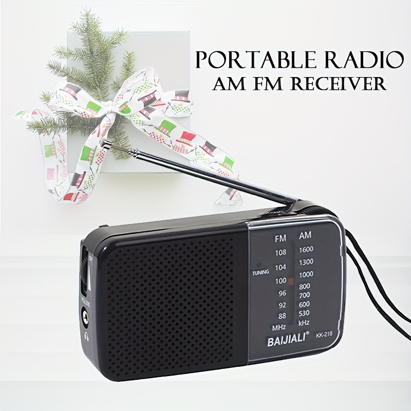 Radio FM AM con altavoz y conector de auriculares, radio de transistor  pequeño, funciona con pilas, la mejor mini antena de radio para recepción  de