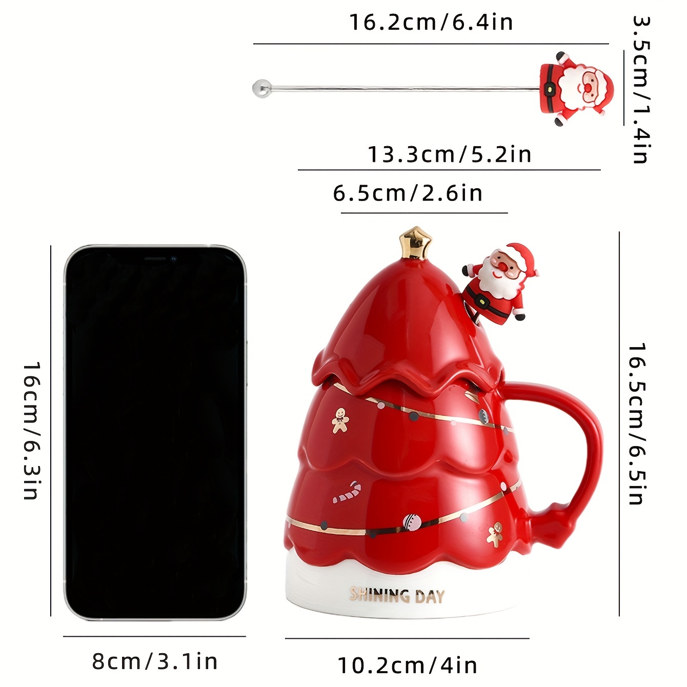 1pc 400ml/13.4oz Ceramic Christmas Mug With Lid, Christmas Tree & Santa  Claus Pattern, Large Capacity Coffee Cup