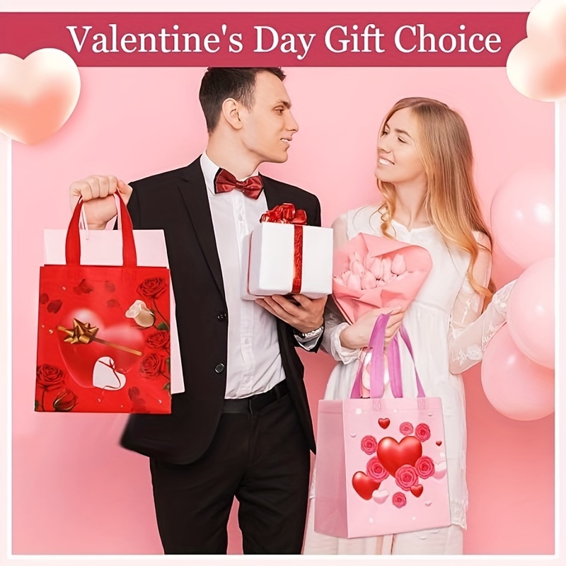 Valentines Gift Bags Reusable Tote Bags With Handles Non - Temu