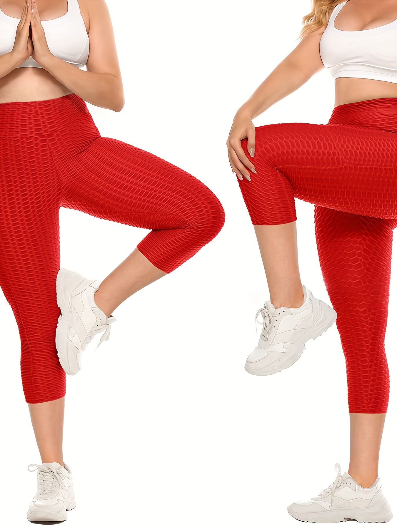 Womens High Waisted Yoga Pants Bubble Textured Scrunch Booty