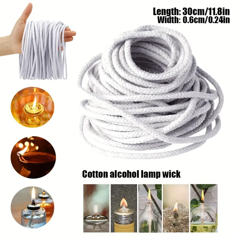 1pc 3m Cotton Alcohol Lamp Wick Burner 6 Mm Round Thick Thread Coffee Pot  Oil Lamp Wick Core DIY Material Dedicated For Teaching