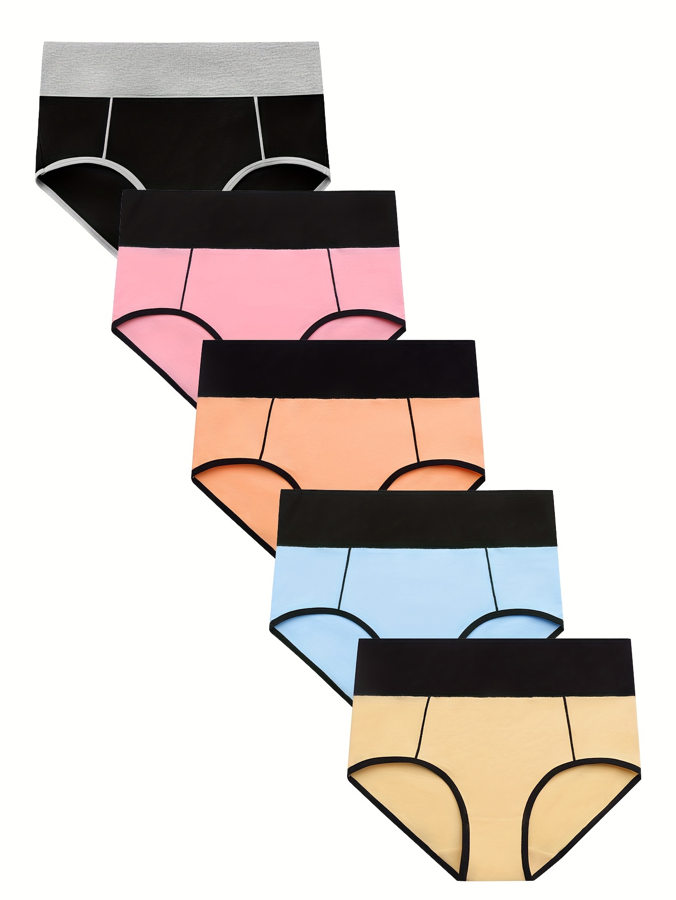 Women's Simple Panties Set Plus Size Contrast Binding Full - Temu Canada