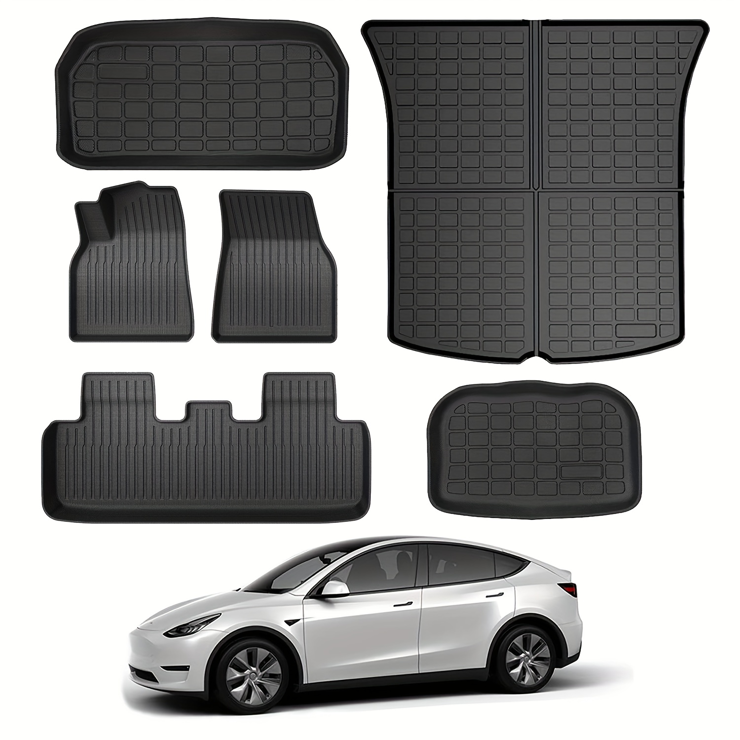 Für Tesla Model Y/3 Fußmatten, Kofferraummatte, Allwetterschutz,  Wasserdicht, Frunk Cargo Mat, Bodeneinlagen, Zubehör, Komplettes Set, 2  Stück