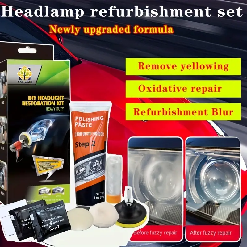 Headlight Repair Refurbishment Kit To Remove Yellow Tool Set - Temu