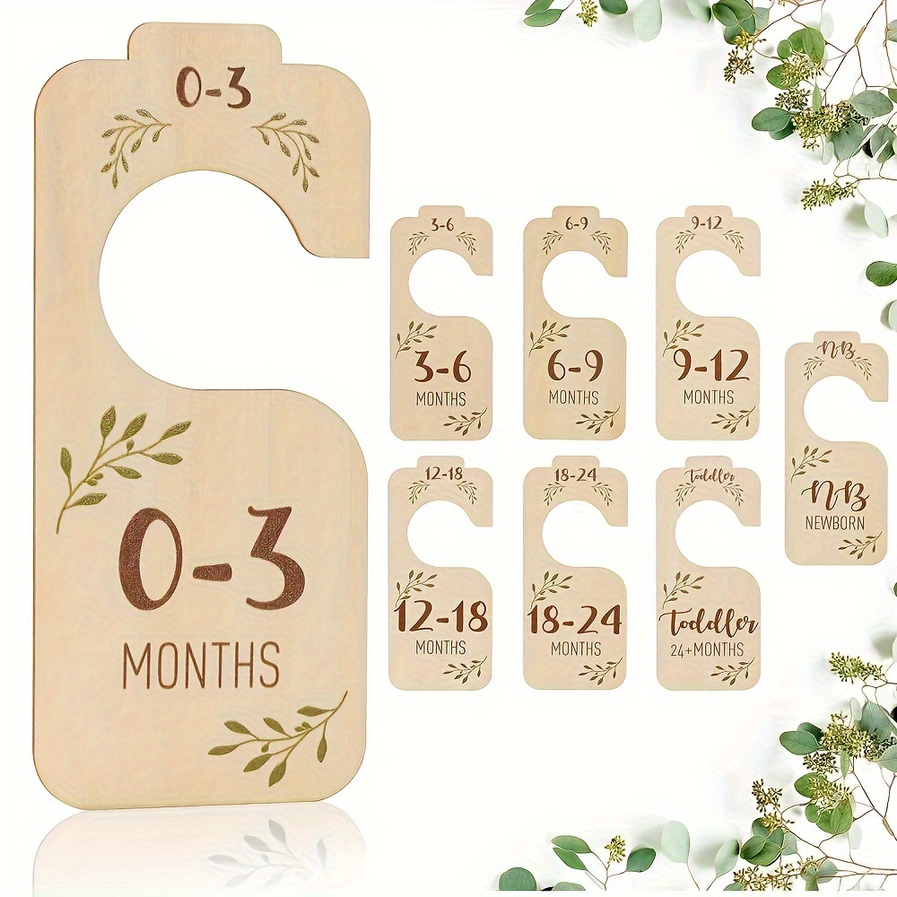 Baby Closet Dividers for Clothes Organizer - Set of 7 Adorable Wooden  Double-Sided Baby Clothes Size Hanger Organizer from Newborn to 24 Months  for