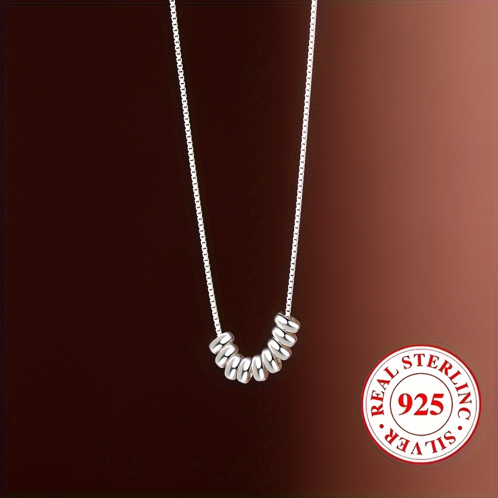 

1pc 925 Sterling Silver Beads Thin Chain Necklace Female Simple Temperament Clavicle Chain Necklace, About 1.8g