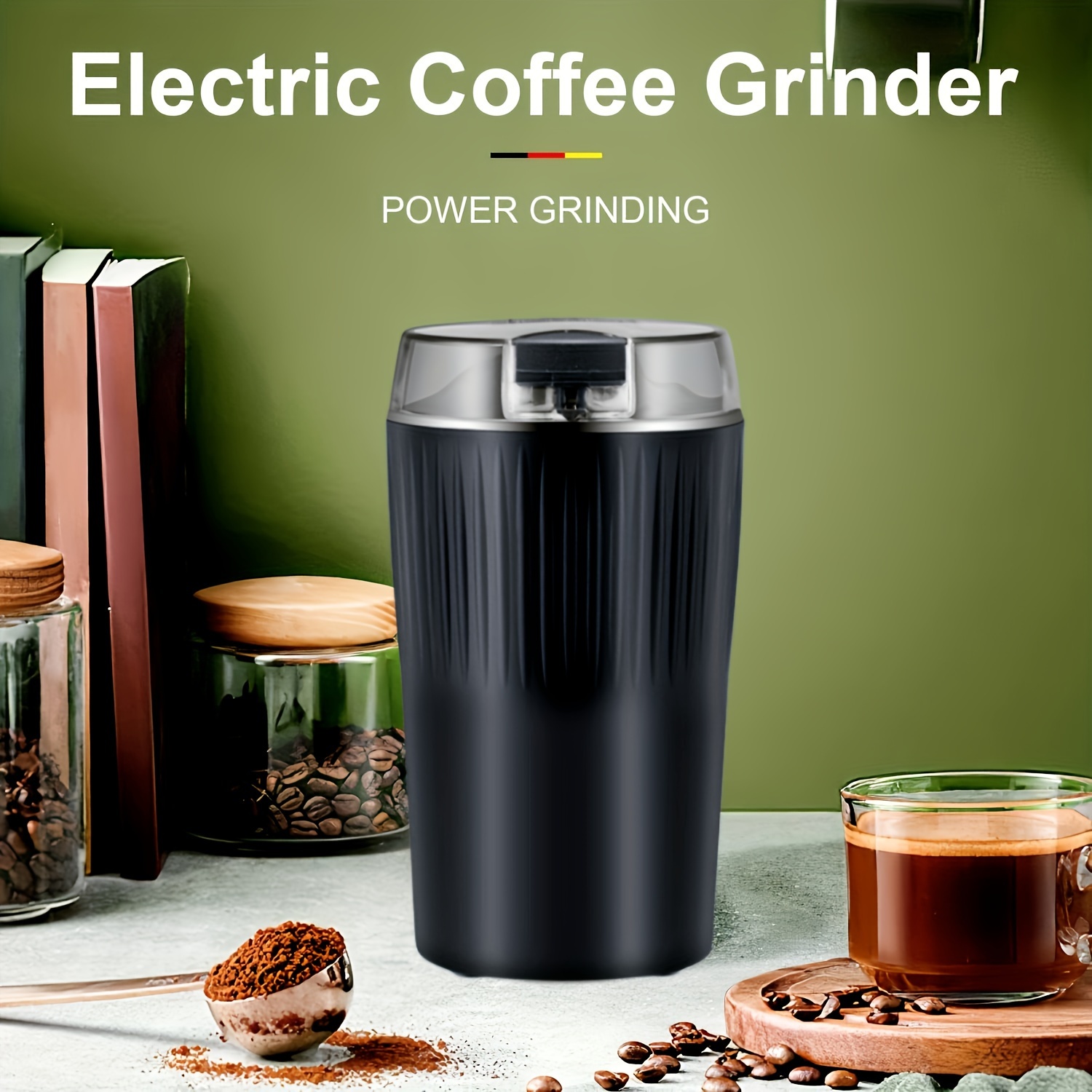 Electric Coffee Grinder, Spice Grinder, One Button Stainless Steel Grinder  Coffee Bean, Peanut Grinder, 8 Stainless Steel Blades Quiet Spice Grinder  (us Plug) (black/blue) - Temu
